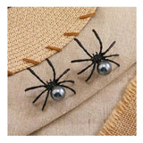 Flyshadow New Fashion Black Spider Pearl Earring Trendy Personality Dark Style Halloween Ear Nail for Women  Alloy Geometric Ear Accessory