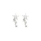 Flyshadow Fashion Exquisite Shining Zircon Stars Drop Earrings Girls Simple Design Ear Studs Women New Korean Trendy Jewelry Gifts