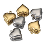 Flyshadow 5pcs Solid Inner Stainless Steel Love Heart Pendants Charm Gold Color 16x18mm Charms for Necklace Bracelet Chains DIY Ornaments