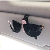 Flyshadow Artificial Diamond Glasses Holders Car Sun Visor Sunglasses Eyeglasses Mount With Ticket Card Clip Car Interior Accessories