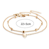 Flyshadow Female Heart  Anklets Bracelet Sandals Foot Jewelry Leg New Anklets on Foot Bracelets for Women Leg Chain Jewelry Accessories