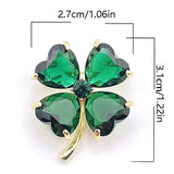 Flyshadow Lucky Grass To Prevent Walking Brooch Four-leaf Clover Vintage Emerald Color Brooch Female Wedding Suit Jewelry Accessories