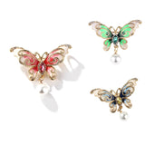 Flyshadow Crystal Butterfly Brooches High Quality Women Rhinestones Animal Pearl Butterfly Lapel Pins Sweater Badges Jewelry Accessor