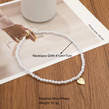 Flyshadow French Retro Imitation Pearl Choker Gold Alloy Love Pendant Necklace For Women Fashion Chain Jewelry Trendy Accessories