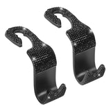 Flyshadow New Arrivals Bling Bling Rhinestone Car Seat Back Hook Auto Back Headrest Mount Storage Holder Car Interior Accessories 1/2Pcs