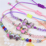 Flyshadow Crystal Butterfly Bead Woven Rope Necklace Women Kids Jewelry For Girls Cute Charm Jewelry Summer Beach Accessories