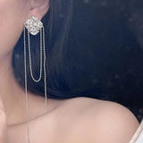 Flyshadow Gold Asymmetric Tassel Women's Dangle Earrings Luxury Korean Fashion Banquet Earrings For Women Fashion Jewelry Accessories 2024