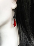 Flyshadow Black Bat Earrings with Red Teardrop Beads, Earrings, Gothic Jewelry,Alternative Jewelry,Gothic Gift for Her,Bat Lover,Halloween