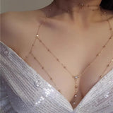 Flyshadow Fashion Tassel Bead Body Chain Sexy Exaggerated Acrylic Crystal Body Jewelry Beach Summer Body Chain For Women