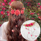 Flyshadow Long Desogn Flower Rattan Wreath Hairpin Girls Wedding Styling Photo Hair Clip Clamps Hair Accessories Retro Fashion Hairpin