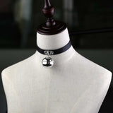 Flyshadow Rock Leather Bell Pendant Choker Necklace For Women Gothic Fine Black Color PU Chain Collar Sexy Ladies Sex Jewelry Accessories