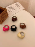 Flyshadow Korean Version Of Ins Chocolate Enamel Drip Ring Simple And Versatile Sweet And Cool Spice Girl Party Ring Accessories