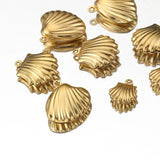 Flyshadow 20pcs Stainless Steel Small Shell Charms Gold Plated Pendants for Earrings Jewelry Making DIY Supplies Bulk Wholesale Components