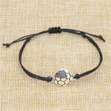 Flyshadow Sport Style Adjustable Inspirational Wax Cord Bracelet For Women Men Soccer Baseball Basketball Woven Rope Bracelet Ball Charm