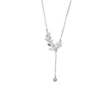 Flyshadow Simple Silver Color Alloy Leaf Clavicle Chain Necklace For Women Trendy Crystal Choker Fashion Jewelry Women's Accessories