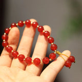 Flyshadow Natural Red Agate Bracelet for Women Fringe Woven Chalcedony Exceptional Bangle Simple Ins Style Decorative Jewelry Hot Sales