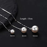 Flyshadow Stainless Steel Long Wire Tassel Thread Chain Pearl Pendants Drop Earrings Women's Straight Hanging Earrings 6/8/10MM Pearl