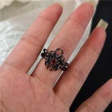 Flyshadow Irregular Red Crystal Glass Heart Aesthetic Rings For Women Y2K Gothic Animal Spider Ring Creative Grunge Jewelry Accessories