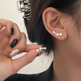 Flyshadow Needle Exquisite Shining Zircon Stars Stud Earrings Girls Simple Design Earrings Women New Korean Trendy Y2K Jewelry