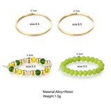 Flyshadow 4Pcs Rings for Women Vintage Beaded Elastic Joint Ring Set Small Fresh Jewelry Girls Elegent Summer Fashion Accessories