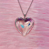 Flyshadow Y2K Accessories Transparent Laser Heart Necklace Punk Aesthetic Clapper Pendant Necklace Women Egirl Jewelry Goth Grunge Chains