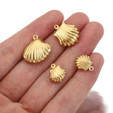 Flyshadow 20pcs Stainless Steel Small Shell Charms Gold Plated Pendants for Earrings Jewelry Making DIY Supplies Bulk Wholesale Components