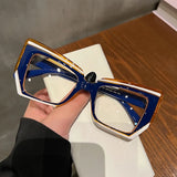 Flyshadow Cat Eye Anti Blue Light Glasses Women Trendy Polygonal Vintage Luxury Design Eyeglasses Ladies Fashion Irregular Square Eyewear