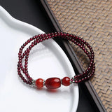 Flyshadow Natural Red Agate Barrel Beads Bracelet Three Circle Minimalist Personality Customized Jewelry for Women Daily Wear Prefect Gift