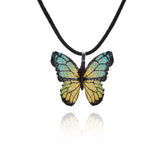 Flyshadow Cute Colorful Butterfly Necklace For Women Girls Natural Real Leaf Cut Butterflies Shape Aesthetic Rope Pendant Necklace Jewelry