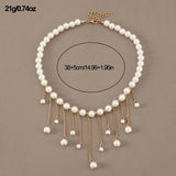 Flyshadow Style Lmitation Pearl Gold Tassel Designer Women's Necklace Fashion Wedding Party Clavicle Chain For Women Jewelry New