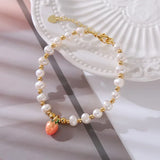 Flyshadow Ins Style Cute Baroque Pearl Bracelet Bohemian Crystal Beaded Bracelet for Women Handmade Jewelry Causal Accessories Gifts