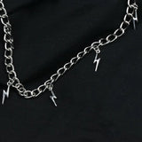 Flyshadow Stainless Steel Necklaces Lightning Silver Color Multi-accessory Pendant Simple Chain Necklace For Men Jewelry Gifts NEW