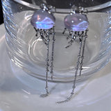 Flyshadow Lovely Deep-Sea Jellyfish Elves Long Tassel Drop Earrings Mini Star Transparent Crystal Chain Earrings Women Jewelry Gifts