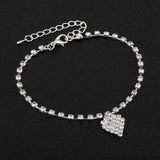 Flyshadow Heart-shaped Diamond Ankle Chain Simple and Sweet Fashion Item Peach Heart Ankle Chain Jewelry