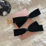 Flyshadow Black Velvet Side Clip for Women, Stylish Hair Accessories Bow Barrettes Hairpins, Fashion Duckbill Clip Headdress