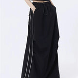 Flyshadow Black Cargo Skirt Women Sports Vintage Loose Maxi Skirts Fashion Solid Y2k Casual Sreetwear Summer A-line Long Skirt