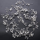 Flyshadow 50/100/150cm Fashion Handmade Crystal Pearl  Wire Vines Hairband Wedding Hair Jewelry for Brides Wedding Hair Accessories