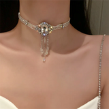 Flyshadow Exaggerated Diamond Tassel Temperament Light Luxury Clavicle Chain Series Ins Elegant High-Grade Cold Wind Jewelry