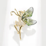 Flyshadow Ladies Exquisite Angel Inlaid Zircon Brooch Alloy Rhinestone Sequin Corsage Butterfly Fairy Wings Brooch Dancer Banquet Gift