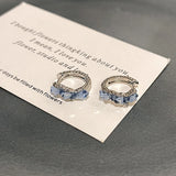 Flyshadow Luxury Shiny Blue Crystal Stone Hoop Earrings Sweet Student Jewelry Daily Wear Earrings for Women Y2K Simple Jewelry