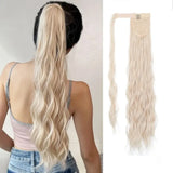 Flyshadow Corn Wavy Ponytail Extended Winding Long Curly Wavy Ponytail Extended Synthetic Blonde Ponytail Wig For Female Girl