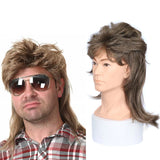 Flyshadow Synthetic Mullet Wigs for Men Adult Funny Hair 80s Costumes Fancy Party Accessory Pop Rock Cosplay Daily Wear Heat Resistant Wig