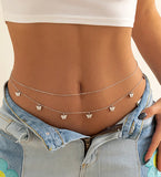 Flyshadow Sexy Vintage Aesthetic Belly Chain Thin Beads Link Body Chain Waist Chain Belt Y2K Streetwear Summer Women Fashion Body Jewelry