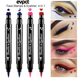 Flyshadow 4pcs Double Head Waterproof Liquid Eyeliner Moon Star Heart Shapes Tattoo Stamp Quick To Dry Eye Liner Pencil Makeup Tool