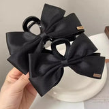 Flyshadow Large Black Hairpin with Bow Clip for Women, Perfect Headdress and Back Head Hair Jaw Clip for Girls