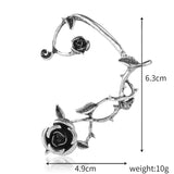 Flyshadow Punk Gothic Elf Ear Cuff Earring Dark Heart Ear Clip No Piercing Earrings Women Metal Ancient Silver Color Earcuff Party Jewelry