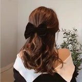 Flyshadow Hair Clip Black or Red Large Barrette Korean Top Hairpin Velvet Bow Retro for Female Korean Girls Accessorie Fashion Jewelry