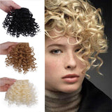 Flyshadow Synthetic Curly Bangs for Women Afro Puff Kinky Curly Bangs Clip In Hairpieces Natural Style Heat Resistant Fiber Hair Extension