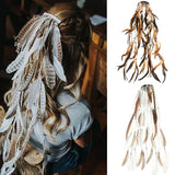 Flyshadow Indian Festival Tassel Feather Hair Combs Clip for Women Hippie Headpiece Ethnic Head Band Ponytail Hair Accessories Headwear