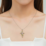 Flyshadow Retro Vine Entwined Cross Necklaces For Women Elegant Fashion Zircon Clavicle Necklace Religious Jewelry Gift